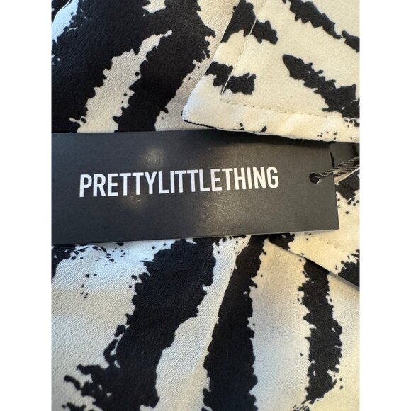 2/$30 NWT PrettyLittleThing Size 10 Black & White Zebra Print Oversized Shirt - Picture 10 of 16